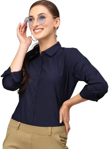 Style QuotientWomen Solid PolyCotton Regular Formal Shirt