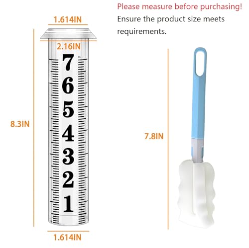 Rain Gauge Replacement Tube, Accurate Rain Gauges Outdoors Best Rated, 7" Capacity Rain Gauge Tube Replacement for Yard & Garden, Water Gauge for Rain, 2 Plastic Rainfall Meter Tube with 1 Clean Brush by Asenron - Image 4