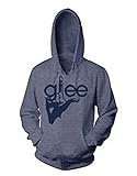 GLee TV Show Finger Logo Juniors Heather Navy Hooded Sweatshirt (Juniors Medium)