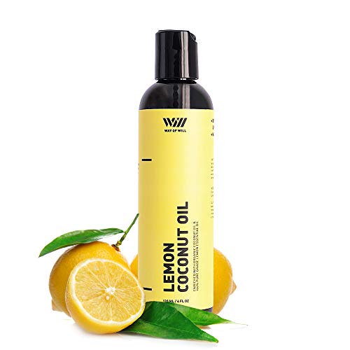 Way Of Will Coconut Oil for Skin and Hair, Extra Virgin Coconut Oil with Skin-Brightening and Mood-Boosting Lemon Essential Oil, Moisturizes Skin and Conditions Hair, 120 mL