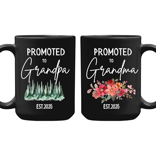 MIANPU Promoted To Grandparents 2023, Grandma And Grandpa Announcement Gifts, Pregnancy Announcement For Grandparents, Grandparent Mug Set, Grandparents Baby Announcement, 15oz