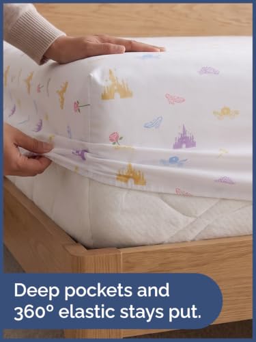 Image of Kids Queen Size Princess Bed Sheets - 4 Piece Kids Princess Sheet Set | Princess Themed Bedding, Ultra-Soft, Cute & Cozy, Breathable & Machine Washable, Bed Set for Boys, Girls & Teens, Breathable