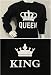 Minetom Hombre Mujer Impreso Parejas Tops King Queen Corona Impresión Sudaderas Casual...