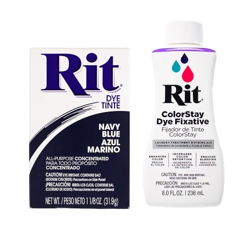 All Purpose Concentrated Rit Dye Powder Multi-Packs for Clothing Dcor and Crafts Navy Blue with ColorStay Fixative