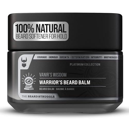 The Beard Struggle Warrior's Beard Balm - Platinum Collection, Vanir's Wisdom - Låg fettfri formula, lyxiga parfymer av Köln, naturliga ingredienser och växtbaserade ingredienser - 50 g