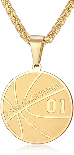 XOYOYZU Basketball Number Necklace for Men Stainless Steel I Can Do All Things Pendant Sport Jewelry Basketball Gifts for Men 1
