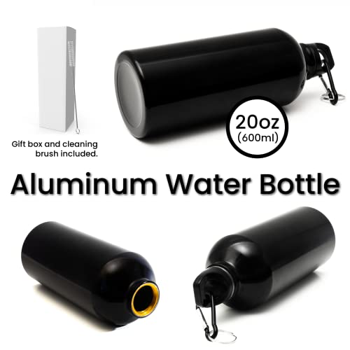 Ezhydrate Aluminum Water Bottle 20 Oz Blank Reusable Water Bottles Lightweight Aluminum Gym Travel Water Bottle Leak Proof Team Customized Water Bottles For Bike Bicycle Camping (Black) #TOP1