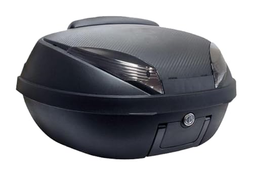 BAULETTO 52L NERO OPACO E CARBON 58X45X32,5CM CON PIASTRA FISSA E SCHIENALINO