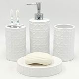 CAA'S Bathroom Accessories Set Ceramic 4 Pieces Bathroom Ensemble for Bath Decor Includes Lotion Dis