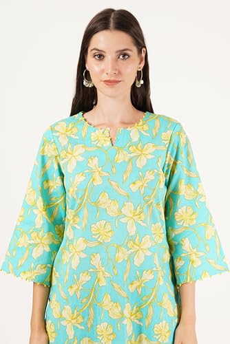 Image of Amazon Brand - Anarva Jaipuri Cotton Printed Short Kurti for Women