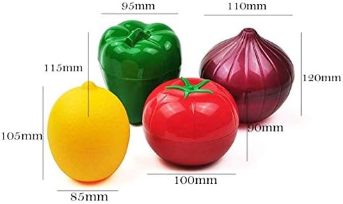 Aokshen 4Pcs Reusable Plastic Storage Container Refrigerator Box Food Saver Set Vegetable Storage Containers with Onion Pepper Lemon Tomato Shaped Food Savers