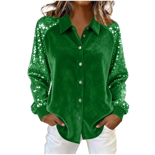 Chemisier en velours scintillant pour femme avec manches longues