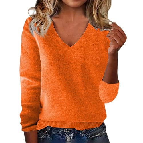 Cashmere Sweaters for Women V Neck Long Sleeve Plain Cozy Lounge Warm...