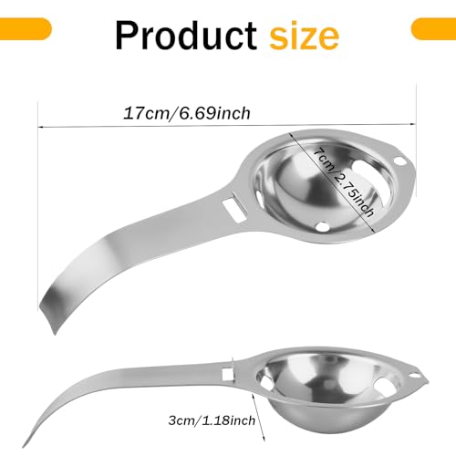 Separatore Professionale in Acciaio Inox per Tuorlo e Albume, Filtro per Uova Bianco Egg Separator Stainless Steel Bianco Uovo Separazione Strumento Cucina Separa Albume Separare Tuorli e Albumi - immagine 4