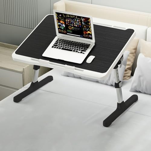 StarAndDaisy Baby Multi-Purpose Laptop/Bed Table with Foldable Legs, Adjustable Height Engineered Wood Lap Table -Black