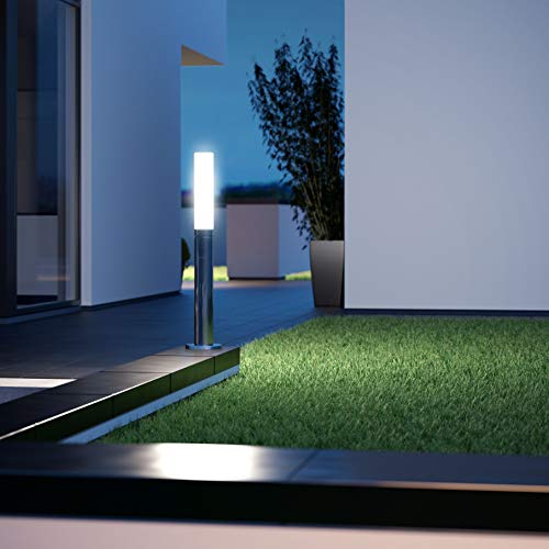 Steinel LED Gartenleuchte GL 60 S, Wegeleuchte mit 360° Bewegungsmelder, Max. 12 m Reichweite, 9.78 W, Edelstahlgehäuse, Silver