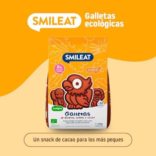 Miniatura 2 de Smileat Galletas Ecológicas De Cacao, Avena Y Espelta Para Bebés Desde 10 Meses Horneadas Con Ingredientes Naturales Snack O Merienda Sana Sin Aceite De Palma, 220g