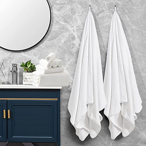 White Bathroom Towels Set Of 4, Oversized Bath Towels Extra Large 35X70In, 600 Gsm Ultra Soft Towels Quick Dry Towel, Microfiber Absorbent Shower Bath Sheets Towels For Adults Bathroom Hotel Spa Gym #TOP5
