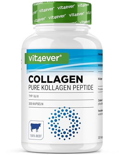 Collagen 300 Capsules - 4500mg de Collagène bioactif hydrolysé peptides par dose journalière - Collagène type 1 & 3 - Alternative à la poudre - Hautement dosé