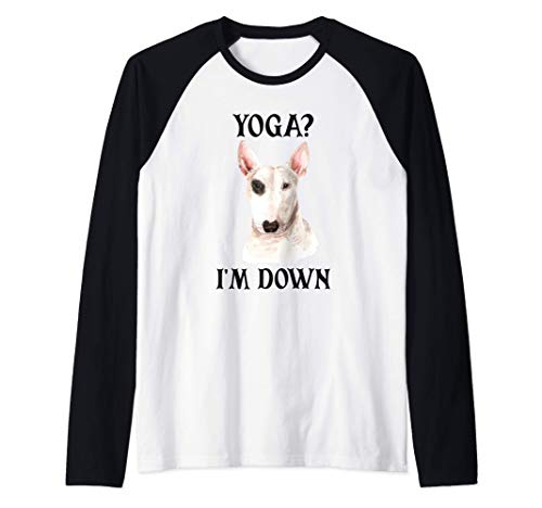 Drôle de cadeau de yoga pour chien avec un Bull Terrier Manche Raglan