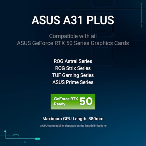 Gabinete ATX ASUS A31 Plus TG ARGB Negro con Panel Frontal de Vidrio Templado, Ventiladores ARGB, Compatible con Placas Base Ocultas, Radiadores de 360 mm y Tarjetas Gráficas de 380 mm miniatura 2