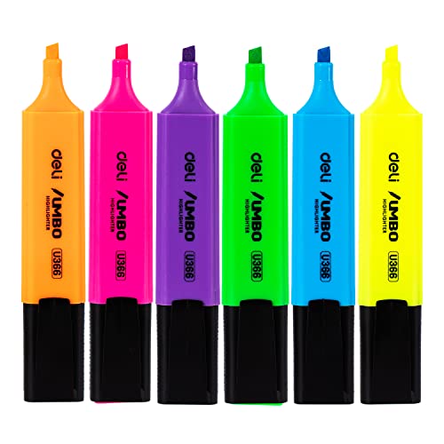 Deli Jumbo Highlighter Set Chisel tip: 1~5mm Assorted 6 pcs