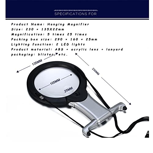 Lente d'ingrandimento a mani libere LED lente d'ingrandimento illuminata 5X 2.5X lente d'ingrandimento da lettura lente d'ingrandimento da indossare per gli anziani cucito ricamo