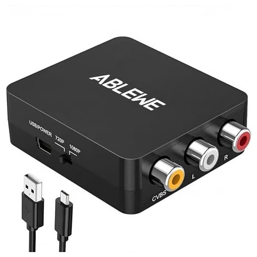 ABLEWE RCA to HDMI,AV to HDMI Converter, 1080P Mini RCA Composite CVBS Video Audio Converter Adapter Supporting PAL/NTSC for TV/PC/ PS3/ STB/Xbox VHS/VCR/Blue-Ray DVD Players