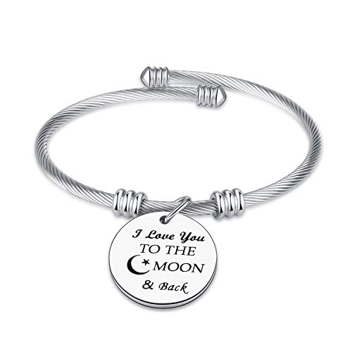AMATOLOVE Bracelet Love Women Gifts Jewelry Cable Wire Bangle Bracelets I Love You to The Moon and Back