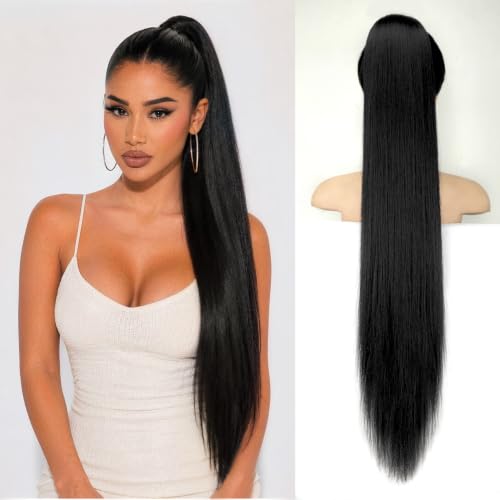 Long Straight Drawstring Ponytail Extension
