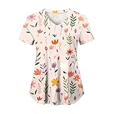 xbemkste t-shirt da donna con stampa alla moda con tasca a v, maglietta da donna, rosa, 3xl