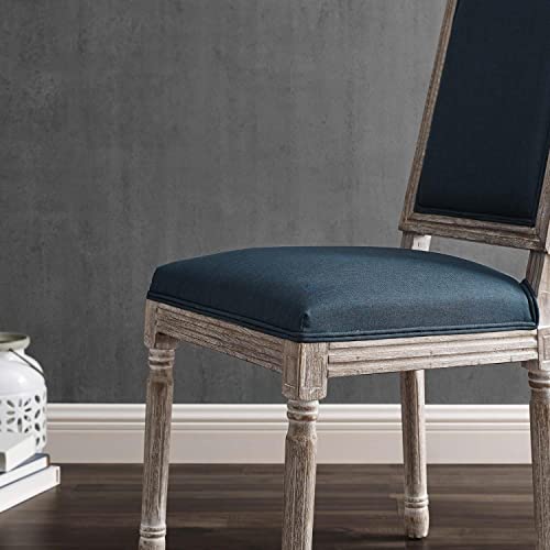 Modway Court French Vintage Upholstered Fabric Dining Chair In Natural Blue 22.5 X 19.5 X 38.5 #TOP6