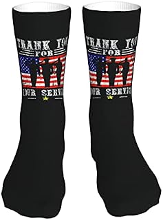 883 Compression Socks Thank You For Your Service Patriotic Veterans Day Crew Socks Soft Athletic Socks Breathable Calf Socks For Walking Jogging Hiking 40cm