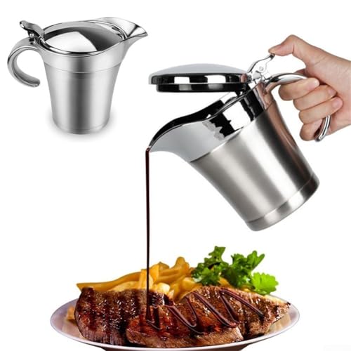 Salsiera in acciaio inox a doppio isolamento con coperchio incernierato per salse e condimenti, capacità 450 ml e 750 ml (750 ml)