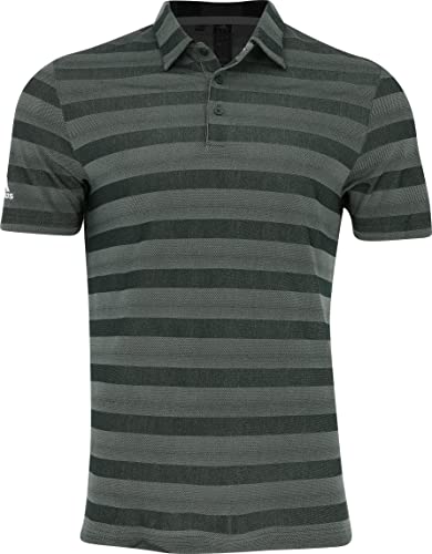 Polo adidas Two-Color Stripe Linen Green MD haut de gamme en maille douce