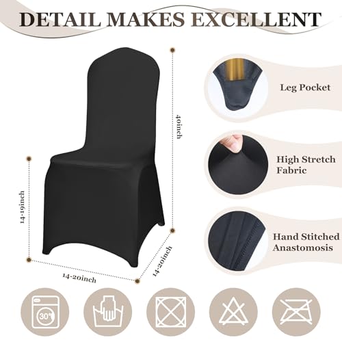 DREAMANIA Banquet Chair Covers - 150PCS Upgraded Stretch Dining Chair Covers - Protector for Wedding Holidays Banquet Party Celebration Event Hotel(Black) by DREAMANIA - Image 5