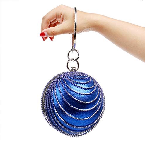 Blue Round Clutch Tassel Purse Women Evening Bag For Wedding Party Ball Evening Bag Crystal Evening Clutch Purse Wedding Party Handbags (Blue) #TOP4