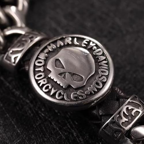 VYH Gothic Skull Cuban Link Bracelet for Men Stainless Steel Biker Link Bracelet4