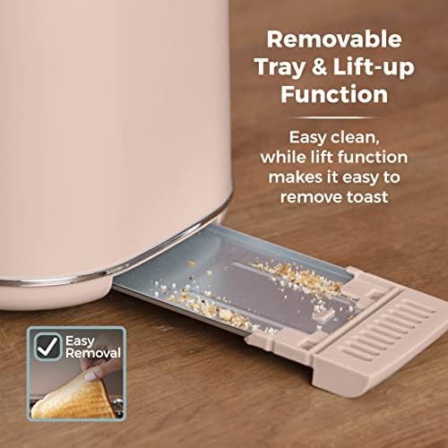 Tower T20027PCLY Scandi 2 Slice Toaster with Adjustable Browning Control, Centring Function, Pink Clay, 800W