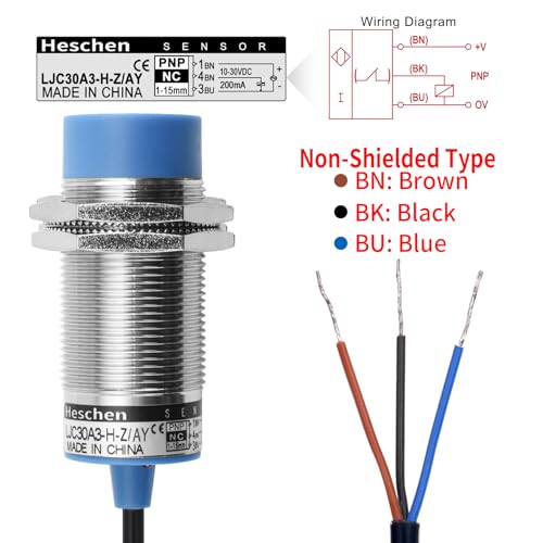 Heschen M30 Kapazitiver Näherungssensor Schalter, Nicht Schildtyp, LJC30A3-H-Z/AY, Detektor 1-15mm, 10-30VDC 200mA, PNP Normalerweise geschlossen (NC), 3 Draht