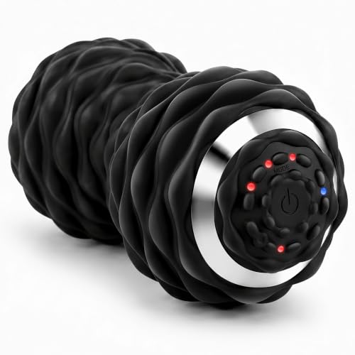 Vibrating Massage Roller for Plantar Fasciitis, 4-Speed Peanut Massage Ball, The Roller - Deep Tissue Myofascial Release Suitable for Plantar Fasciitis, Foot, Neck, Back, Body (Black)