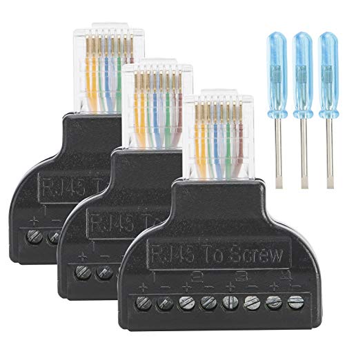Conector Macho RJ45 con Adaptador de Terminal de Tornillo de 8 Pines Paquete de 3 6