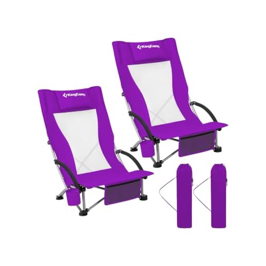 KingCamp Low Beach Chairs 2 Pack, Folding Portable High Back Chair