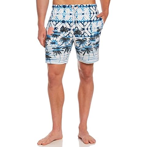 Cubavera Men's T/E 7" Beach Sunset Swim Short Trunks, Brilliant White, Small Cover