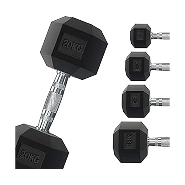 G5 HT SPORT Professional Rubberised Hexagonal Dumbbell from 1 to 50 kg | Weight Lifting in the Gym or Home Gym | Ergonomic Non-Slip Handle | Sold Individually