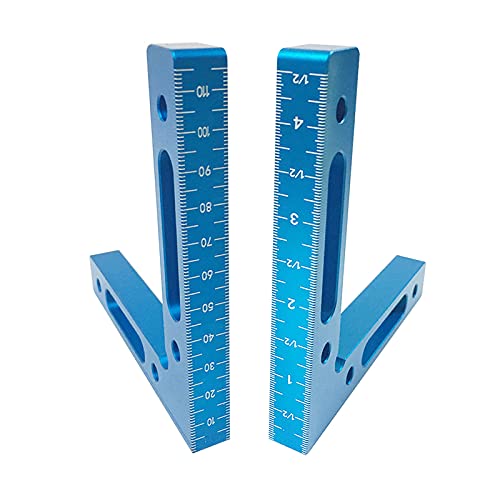 Équerre de positionnement à 90 degrés, 11,9 x 11,9 cm, pince à angle droit, en alliage d'aluminium, règle de fixation, équerre de serrage pour menuiserie, outil avec échelle métrique et en pouces