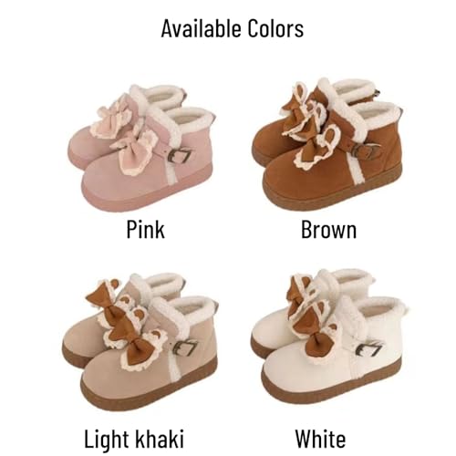Girl's Faux Fur Snow Boots with Bow Platform Plush Ankle Warm Winter Shoes Fuzzy Y2k Aesthetic Cute Style2