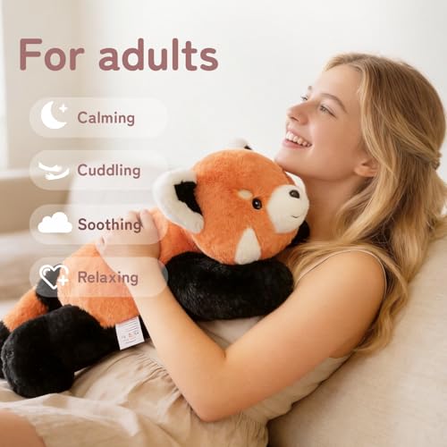 Image of Niuniu Daddy Red Panda Weighted Stuffed Animals Gift Box Set, 25 Inch 5 lbs Weighted Plushies, Heavy Calming Body Pillow for Sleeping, Sensory Lying Lap Pad Toy Companion for Kids and Adults