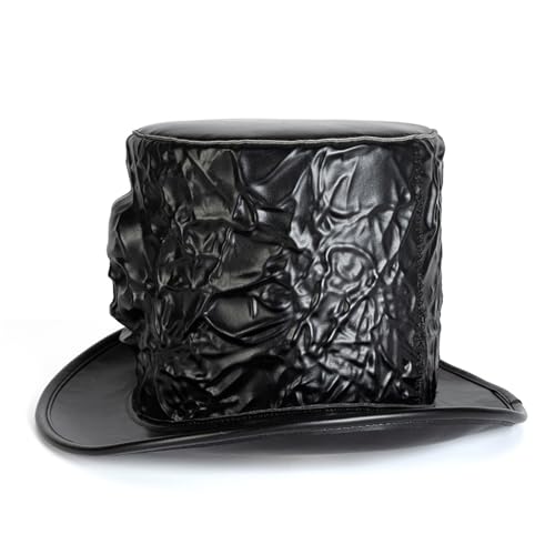 Chapeau haut-de-forme à large bord et détails punk gothiques - 5