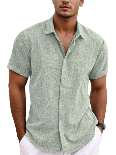 wiebdncj Leinenhemd Herren Kurzarm Leinen Hemd Freizeithemden Hemden Sommer Strand Shirt Regular Fit für Männer CS-02-XXL wiebdncj Leinenhemd Herren Kurzarm Leinen Hemd Freizeithemden Hemden Sommer Strand Shirt Regular Fit für Männer CS-02-XXL